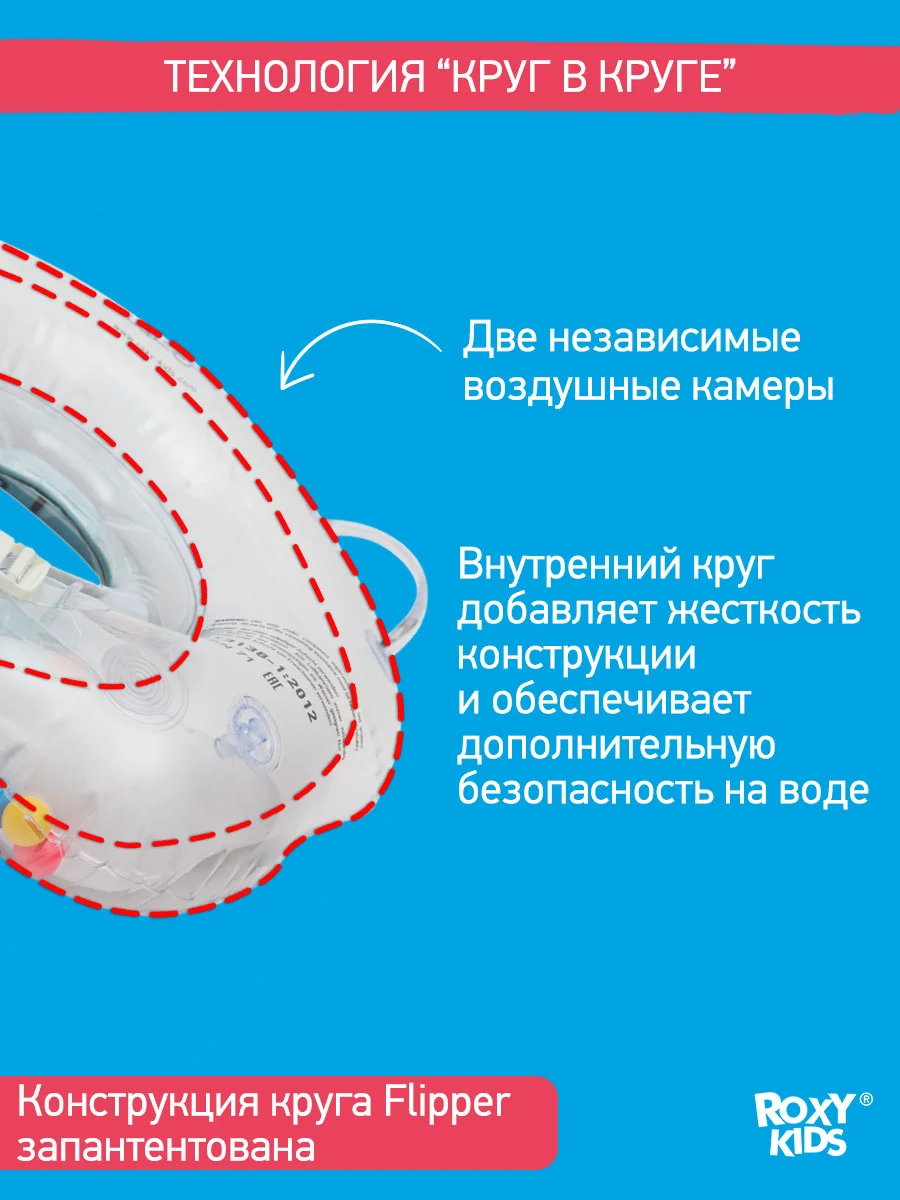 Лазурный круг надувной на шею для купания новорожденных 0+
