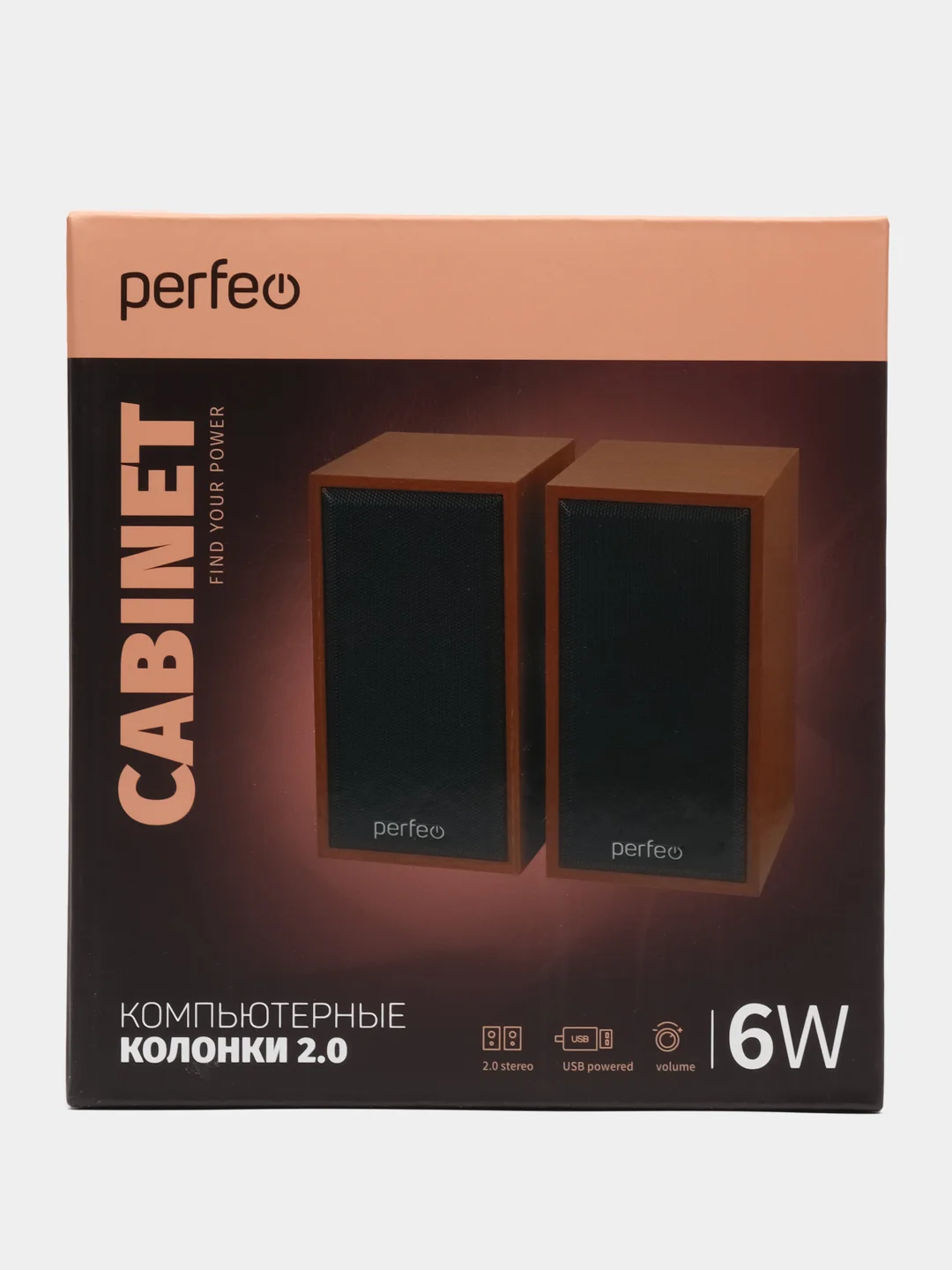 Perfeo колонки "CABINET" 2.0, мощность 2х3 Вт (RMS), белый дуб, USB