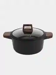 Черный кухонный набор посуды для приготовления /кастрюли,пароварка,сковорода/Подарок