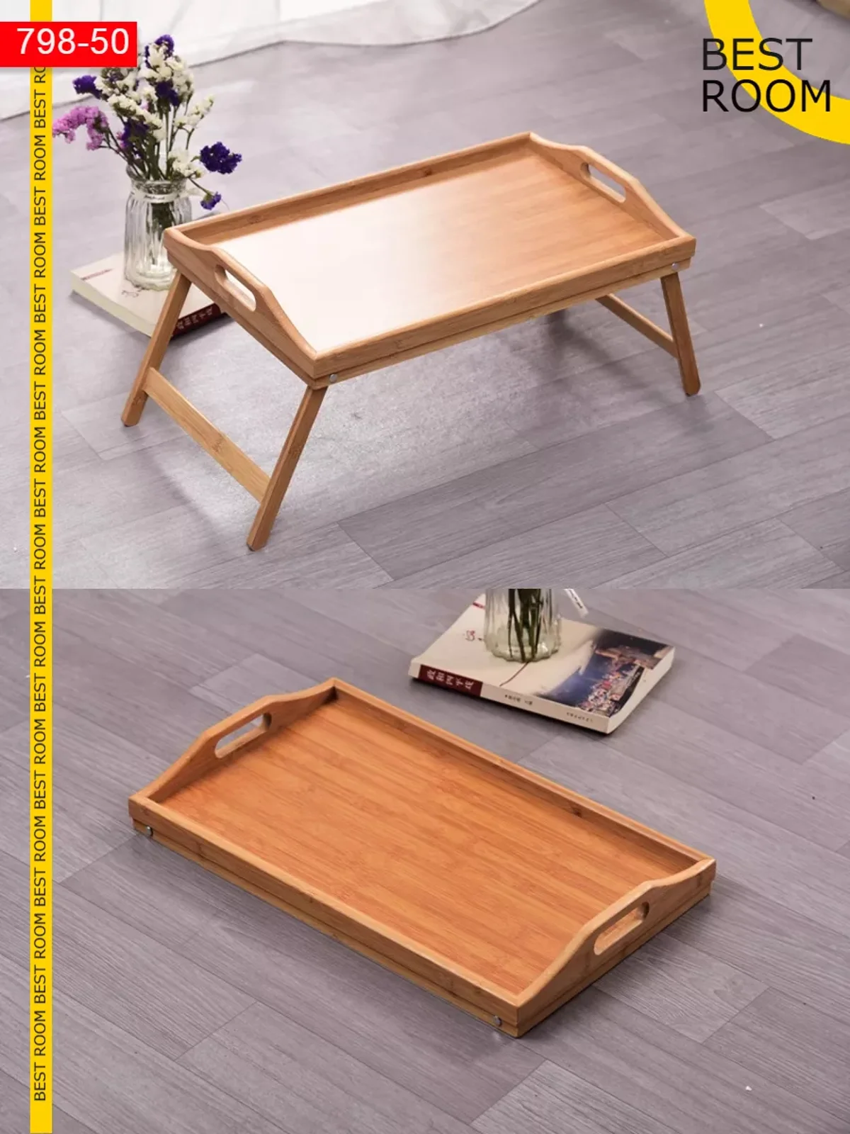 Столик для завтрака складной бамбуковый Best Room / поднос деревянный для ноутбука