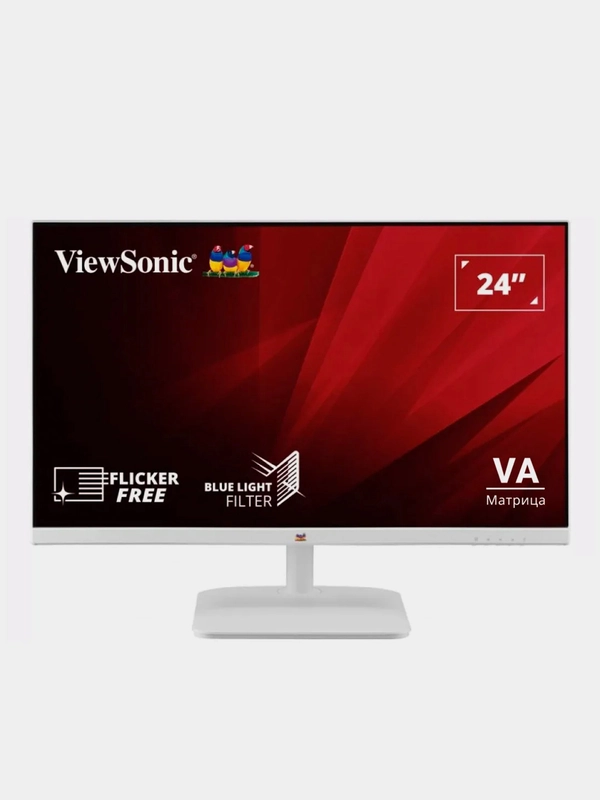 Монитор 24" для дома и офиса ViewSonic VA2430-H-W-6 VA экран Full HD белый