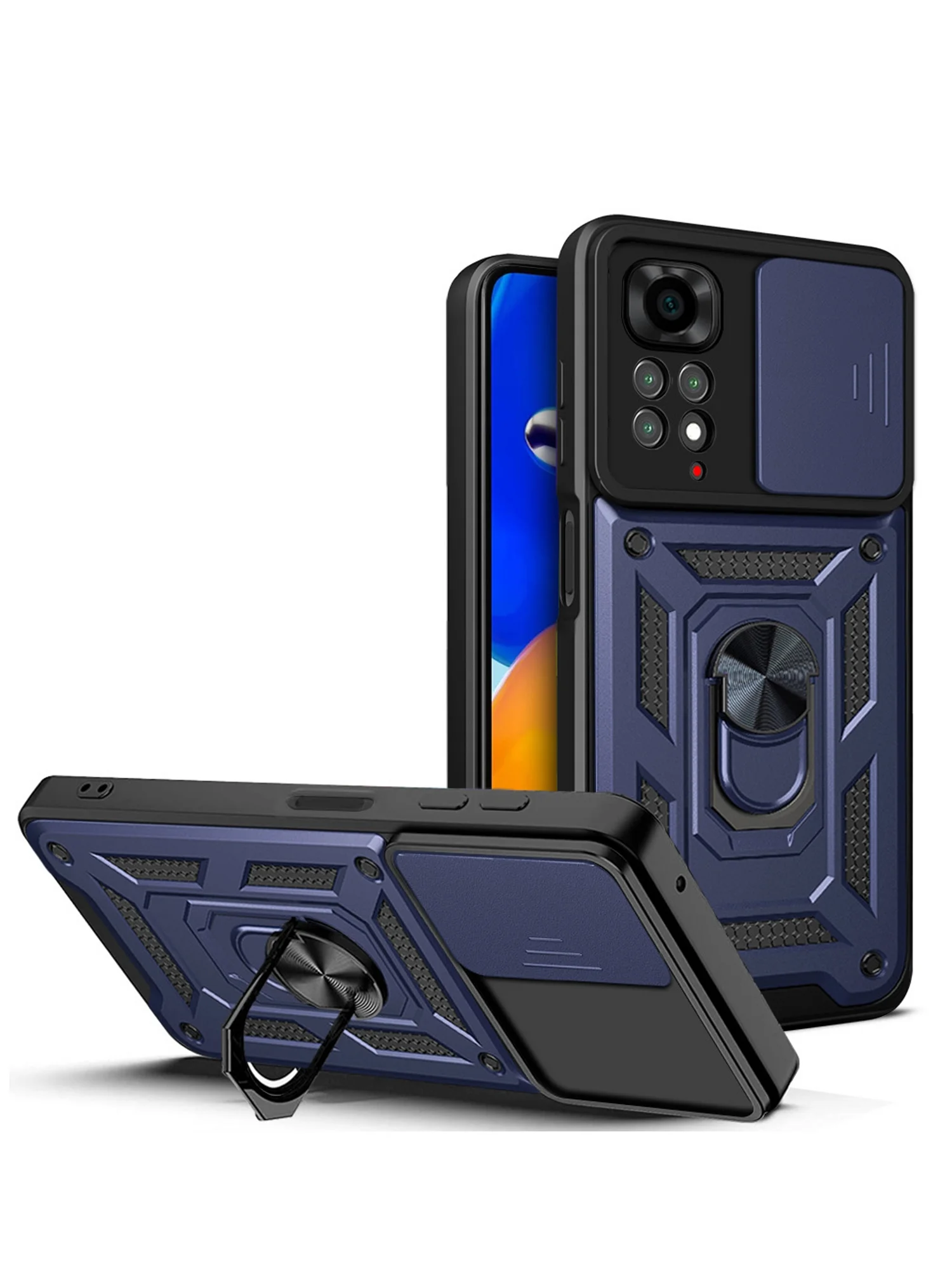 Темно-синий чехол противоударный armors для Xiaomi Redmi Note 11 и Note 11S 4G с защитой камеры