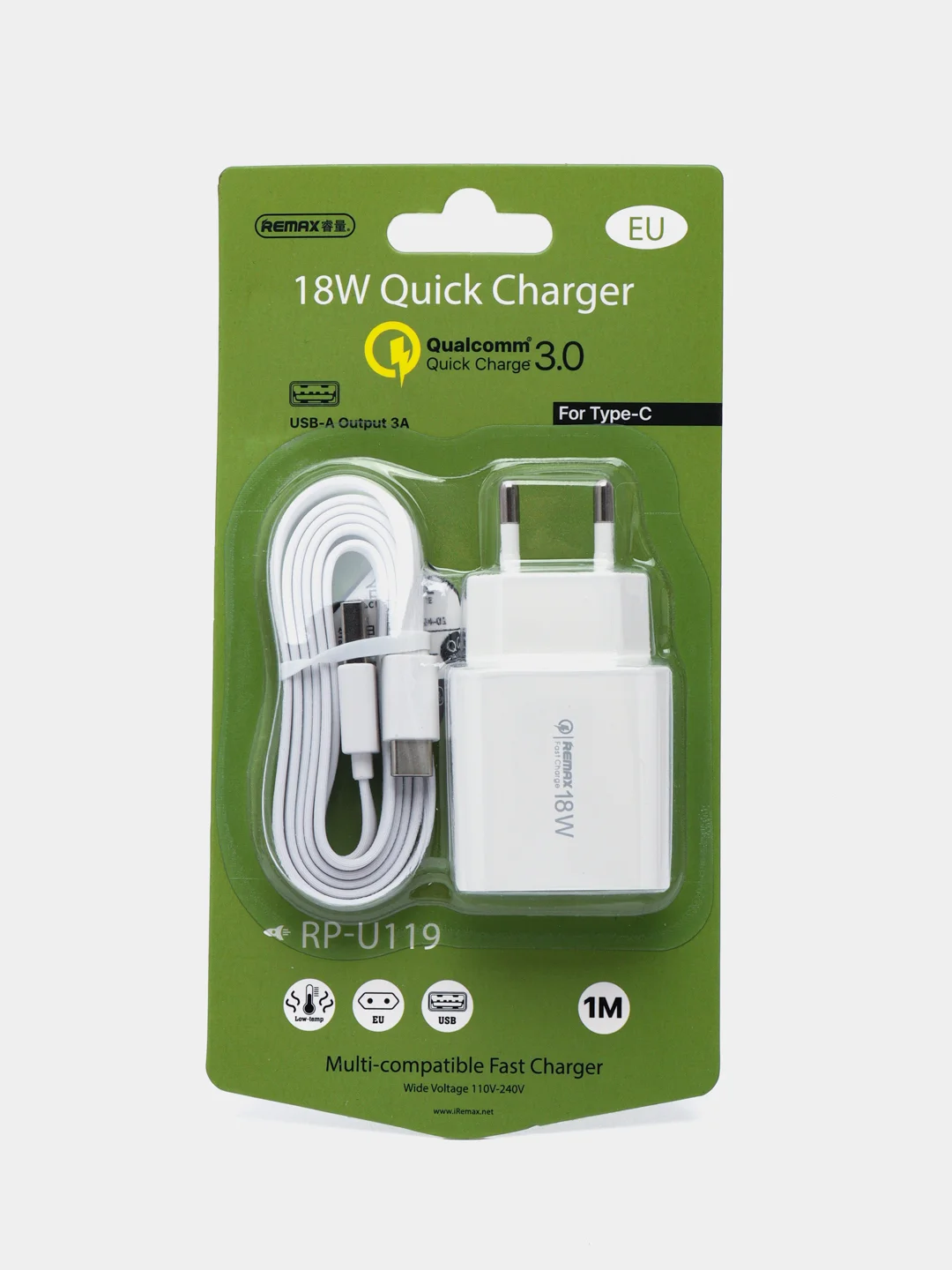 Зарядный комплект для iPhone и Android USB , 18 W, кабель USB - Type-C, быстрая зарядка