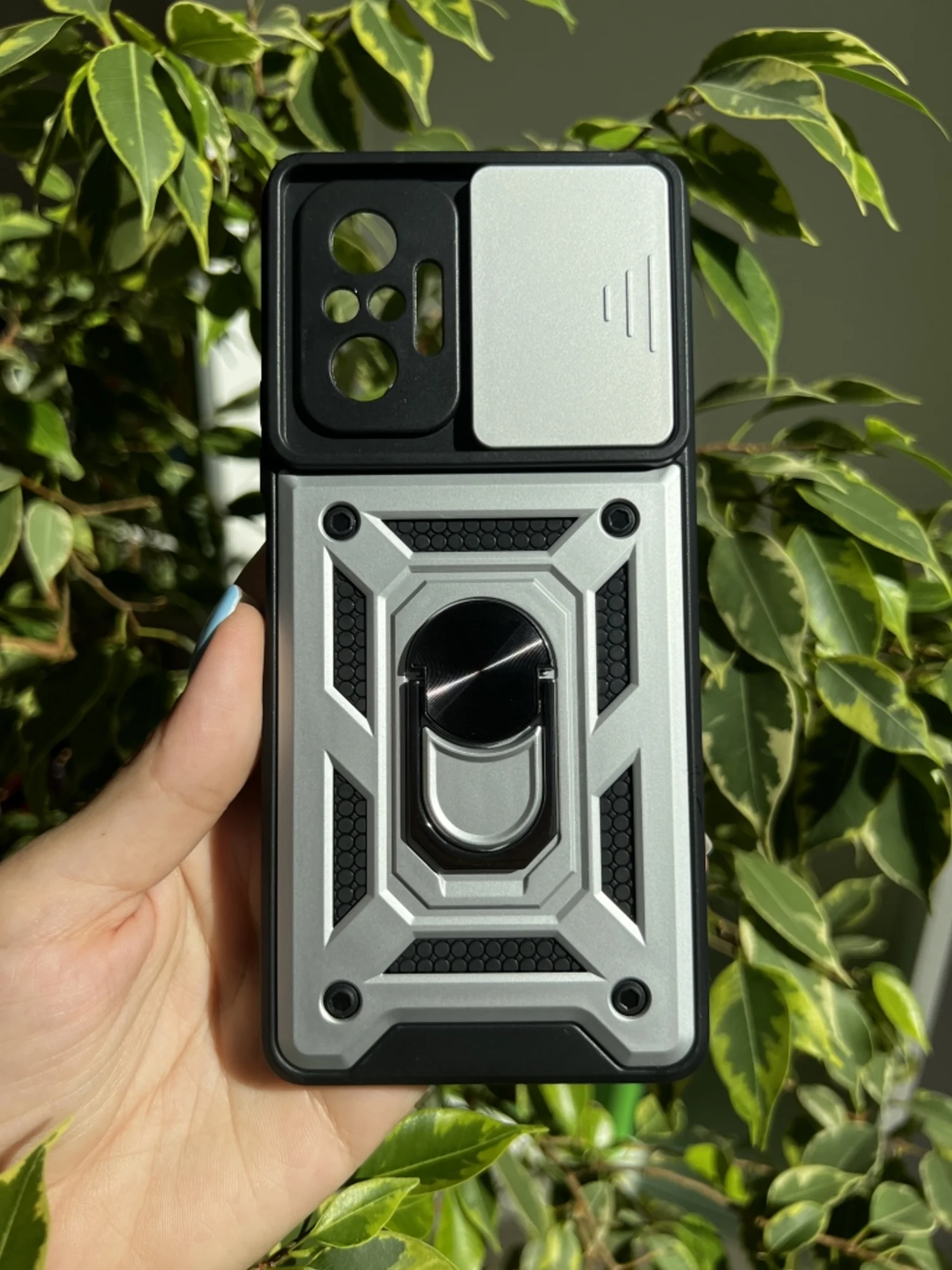 Серебряный чехол противоударный armors для Xiaomi Redmi Note 10 Pro 4G с защитой камеры