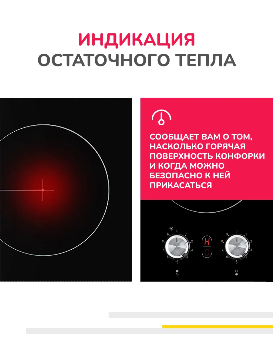 Электрическая варочная панель Simfer H30D12B000 индикатор остаточного тепла, черное стекло