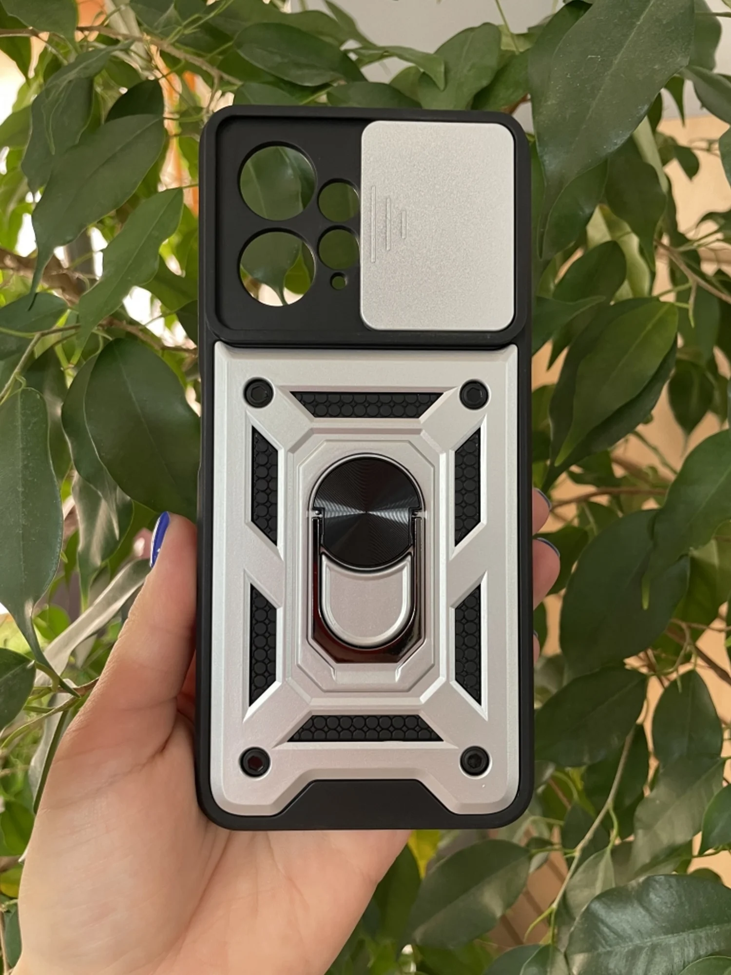 Серебряный чехол противоударный armors для Xiaomi Redmi Note 12 4G / Редми Нот 12 4G с защитой камеры