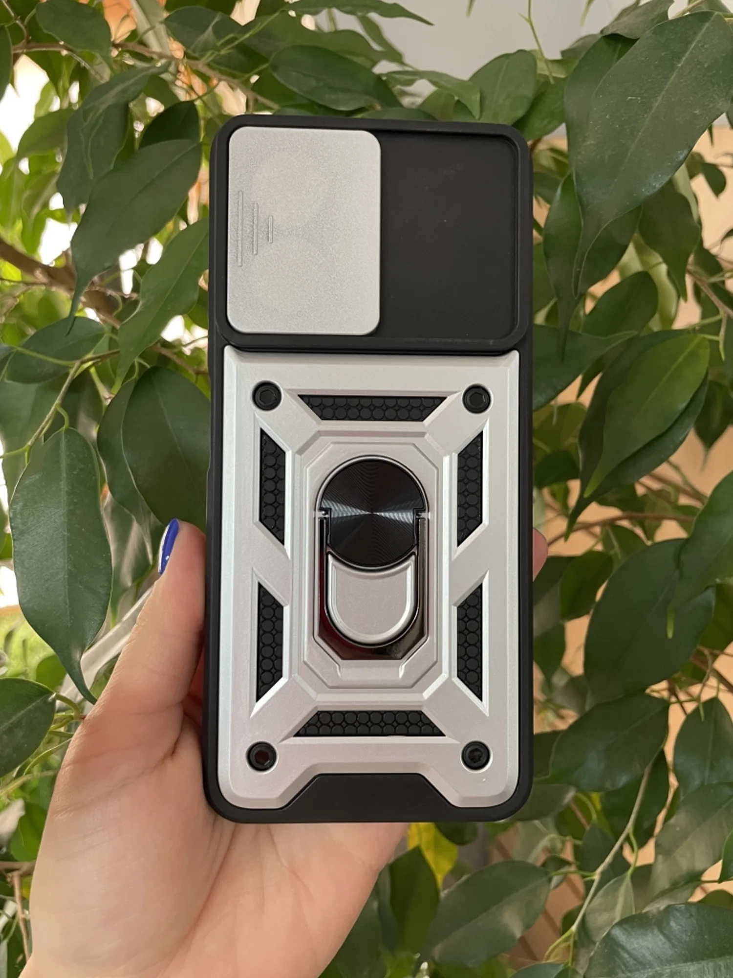 Серебряный чехол противоударный armors для Xiaomi Redmi Note 12 4G / Редми Нот 12 4G с защитой камеры