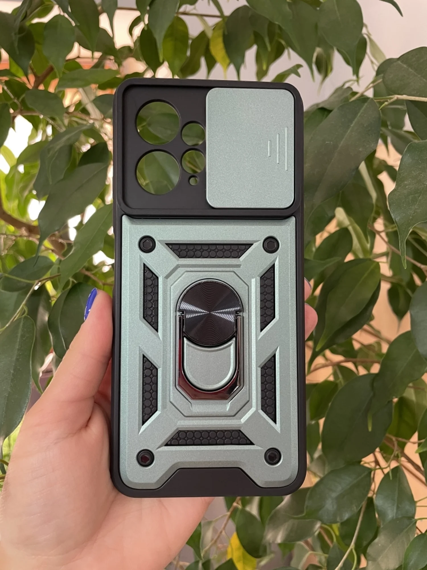 Зеленый чехол противоударный armors для Xiaomi Redmi Note 12 4G / Редми Нот 12 4G с защитой камеры