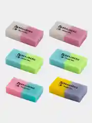 Ластик для карандаша Brauberg Pastel Mix, 6 шт., цвета ассорти, 44х21х10 мм
