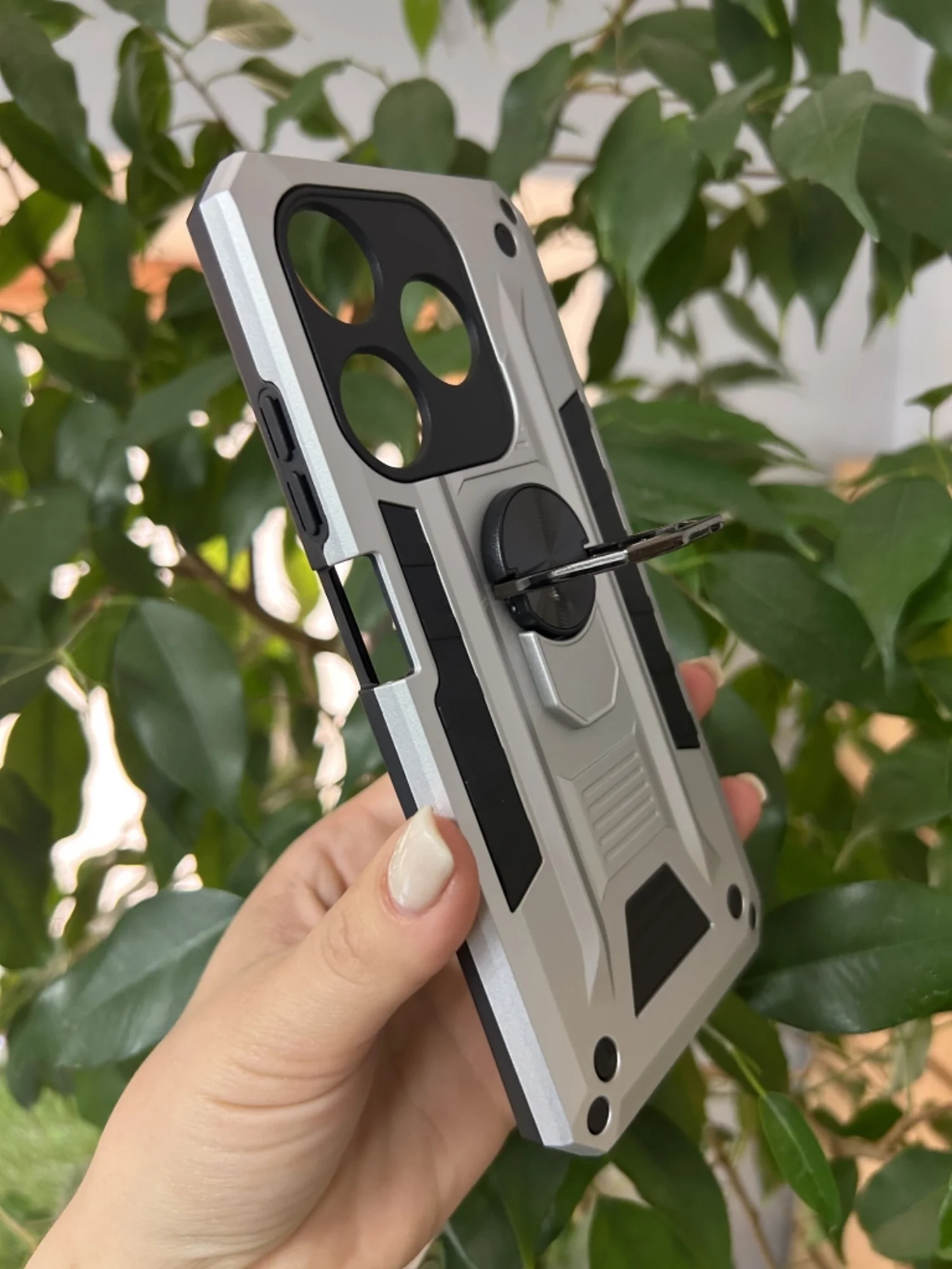 Серебряный чехол противоударный military для Tecno Spark 10 4G и Spark 10C