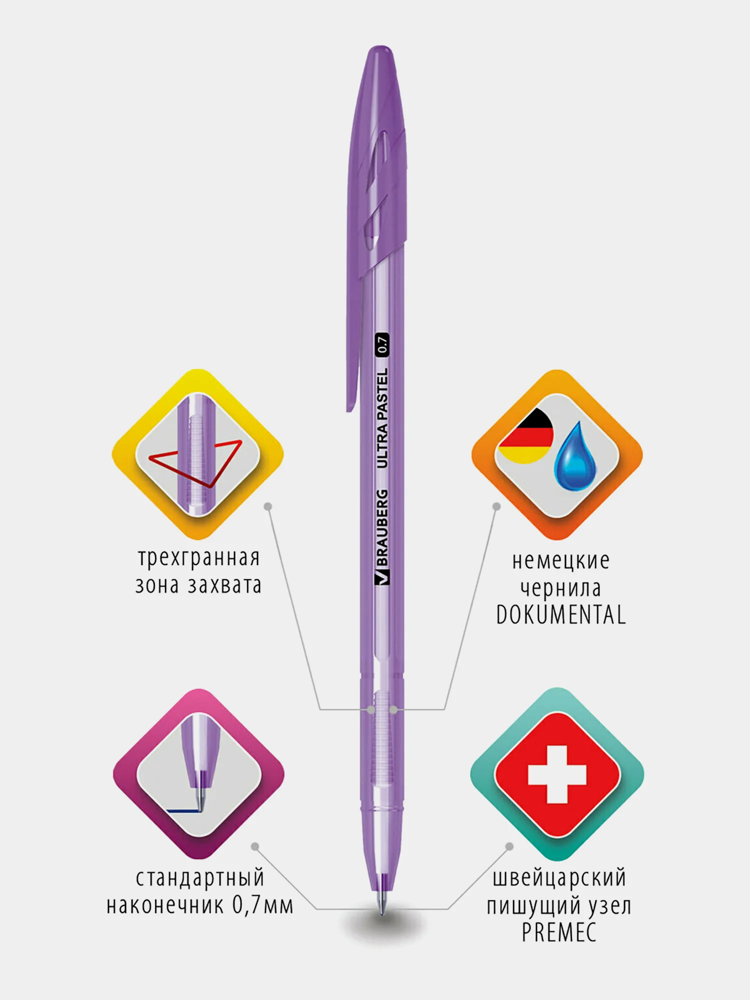 Ручки шариковые  Brauberg Ultra Pastel, 880401, Комплект 50 штук, Синие, чернила Германия