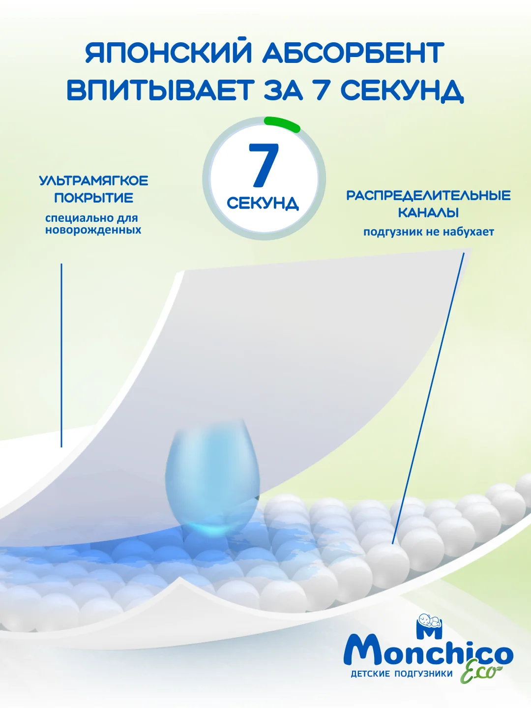 Подгузники детские Monchico / Мончико размер 2 (S) от 4 до 8 кг упаковка 72 шт на липучках