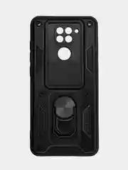Чехол Xiaomi Redmi Note 9 / Сяоми Редми Нот 9 c металлическим кольцом и защитой камеры