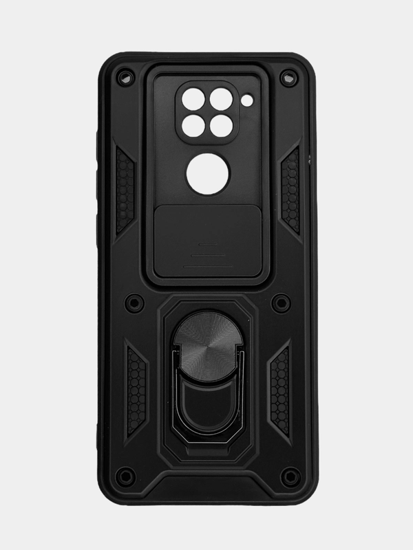 Чехол Xiaomi Redmi Note 9 / Сяоми Редми Нот 9 c металлическим кольцом и защитой камеры