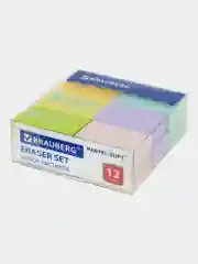 Ластик для карандаша Brauberg "Pastel Soft" набор 12 шт., размер 31х20х10 мм