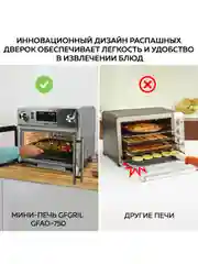 Многофункциональная мини-печь с функцией аэрогриля GFGRIL GFAO-750, шашлычница