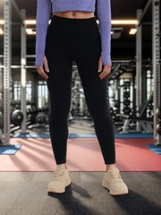 Лосины спортивные, в рубчик, высокая посадка, легинсы женские
