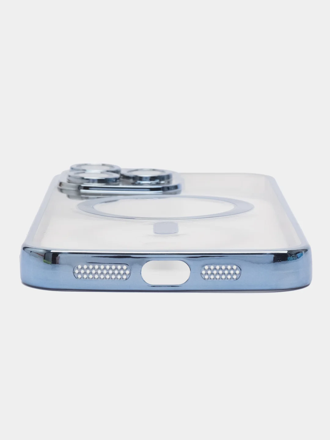 Голубой силиконовый чехол для iPhone 15 Pro Max с магнитами MagSafe
