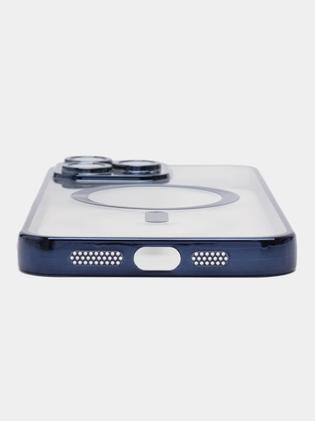 Синий силиконовый чехол для iPhone 15 Pro Max с магнитами MagSafe