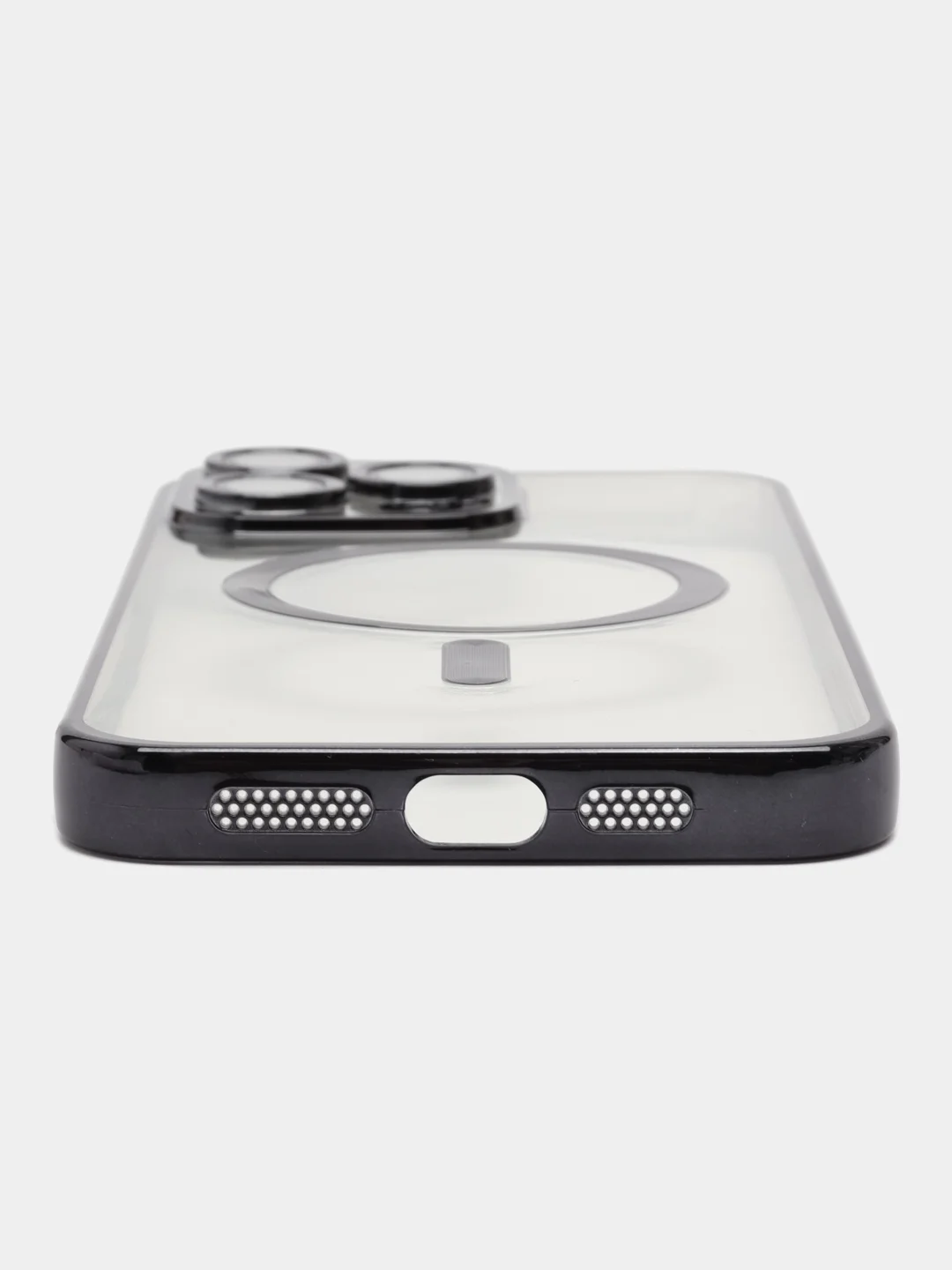Черный силиконовый чехол для iPhone 15 Pro Max с магнитами MagSafe