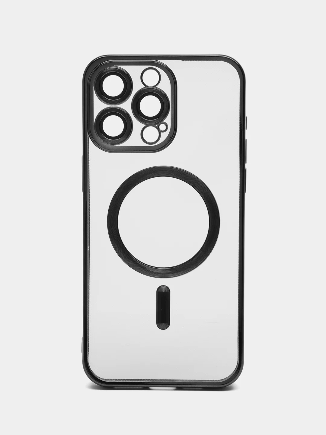 Черный силиконовый чехол для iPhone 15 Pro Max с магнитами MagSafe