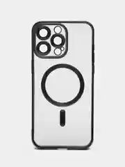 Черный силиконовый чехол для iPhone 15 Pro Max с магнитами MagSafe