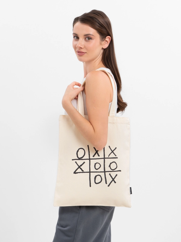 Сумка шоппер Brauberg Premium Tic tac toe, женская, шопер на кнопке с карманом, 40х35 см