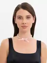 Чокер на шею жемчужный, сердце с бантиком