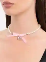 Чокер на шею жемчужный, сердце с бантиком