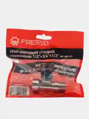 FRESSO Кран шаровой угловой трехпроходной, 1/2"х3/4"х1/2", ВР-НР-НР, хром