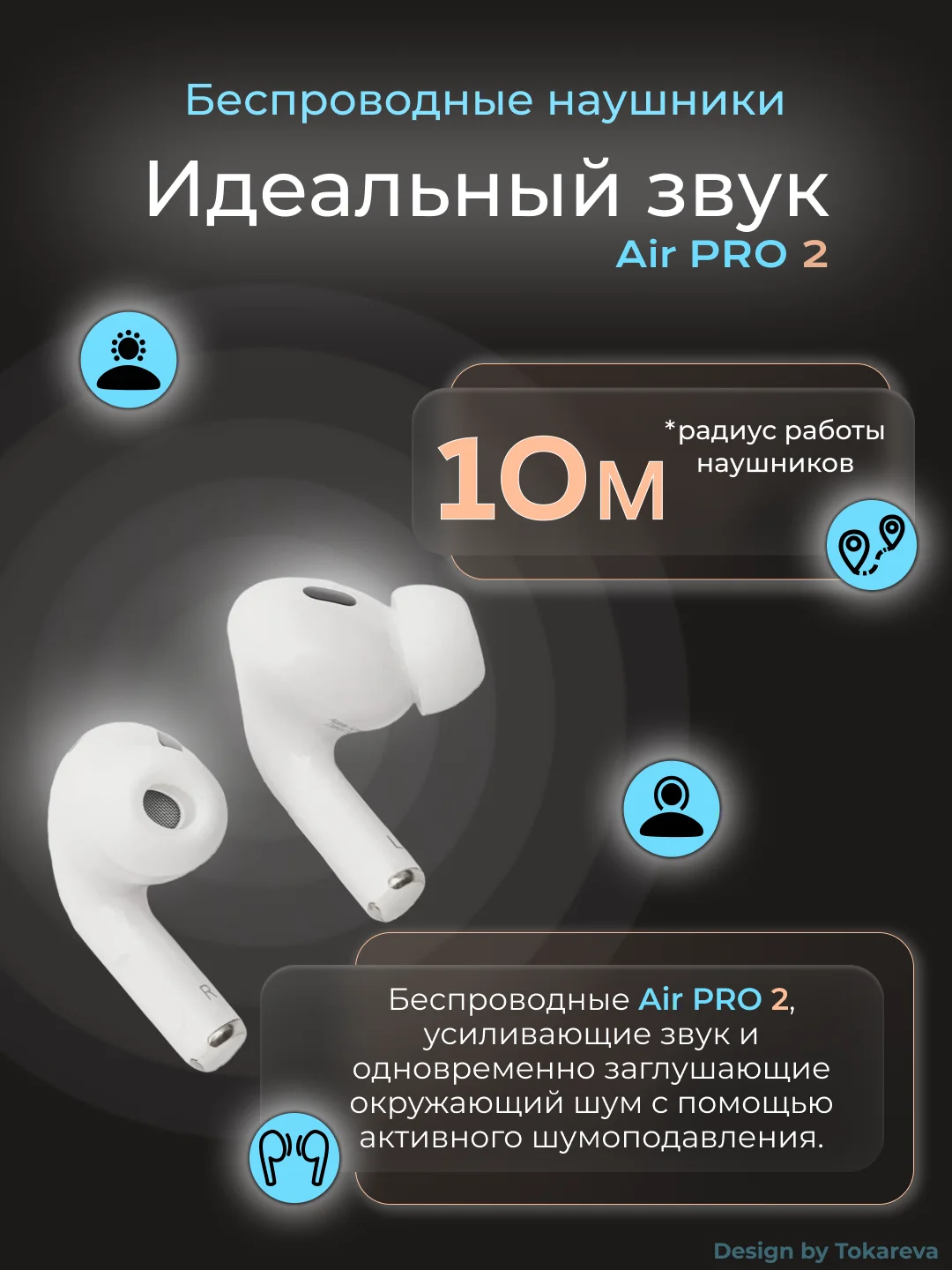 Беспроводные наушники Air Pro 2 Ultima Qality с шумоподавлением и прозрачностью