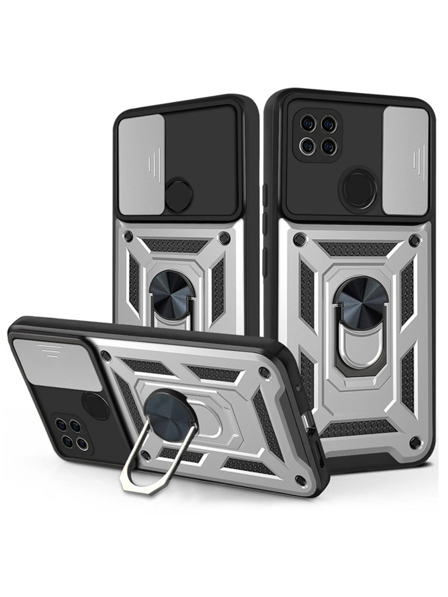 Серебряный чехол противоударный armors для Xiaomi Redmi 9C и 10A / Редми 9С и 10А с защитой камеры