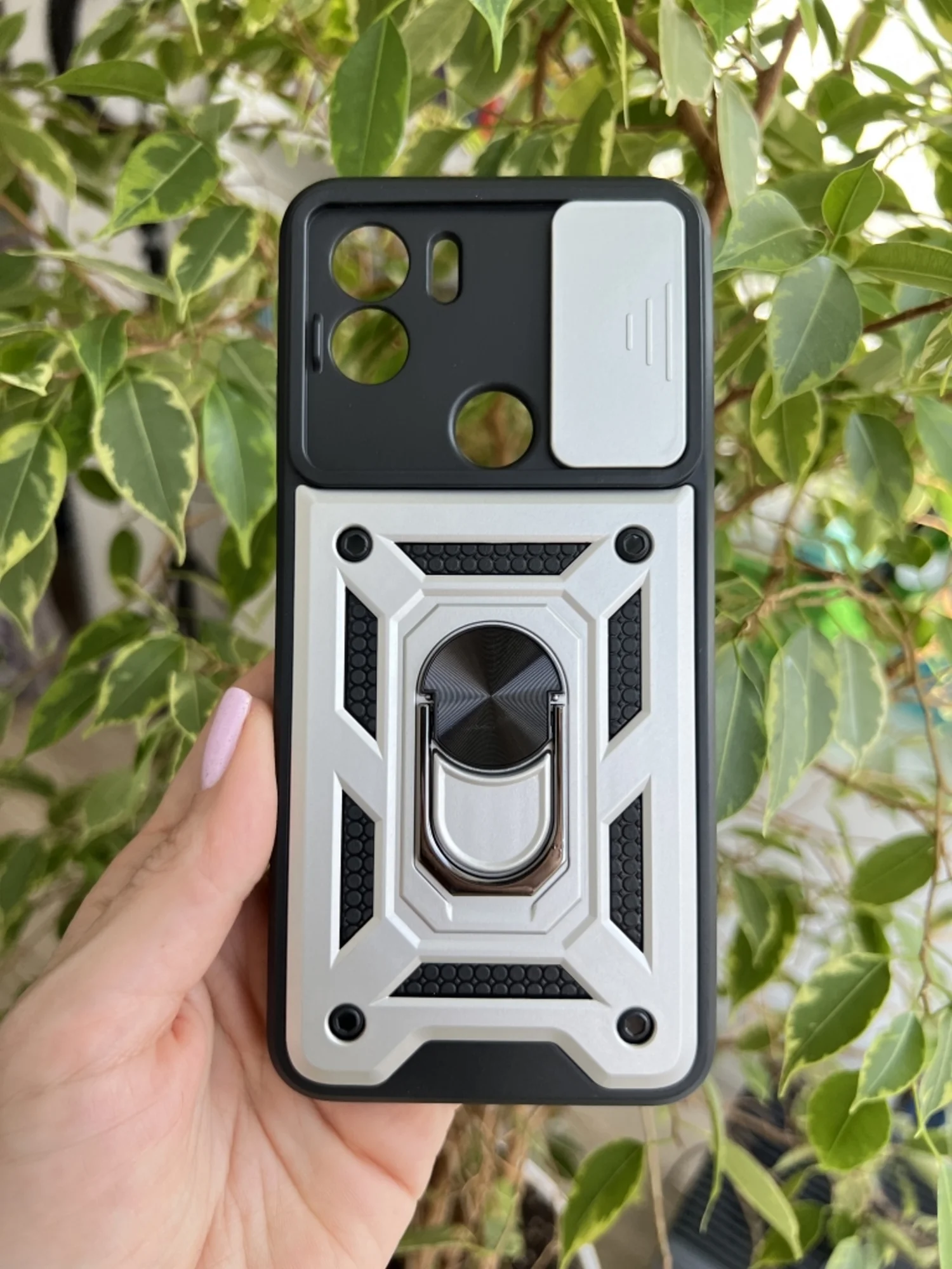 Серебряный чехол противоударный armors для Xiaomi Redmi A1+ и A2+ и Poco C51 с защитой камеры