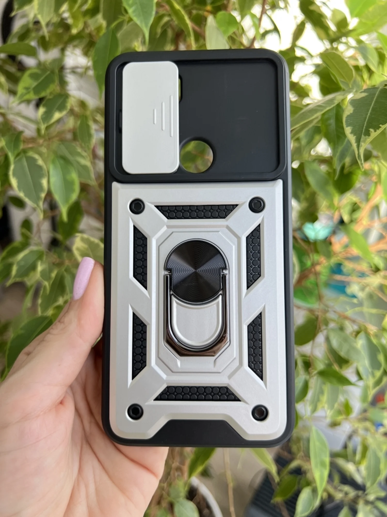 Серебряный чехол противоударный armors для Xiaomi Redmi A1+ и A2+ и Poco C51 с защитой камеры