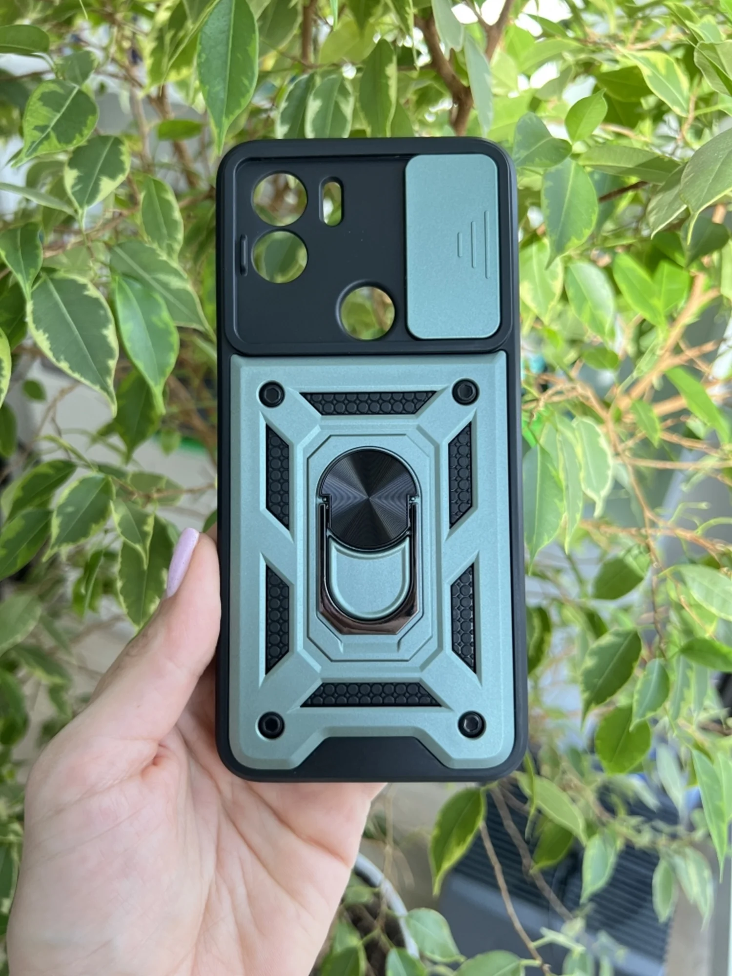 Зеленый чехол противоударный armors для Xiaomi Redmi A1+ и A2+ и Poco C51 с защитой камеры
