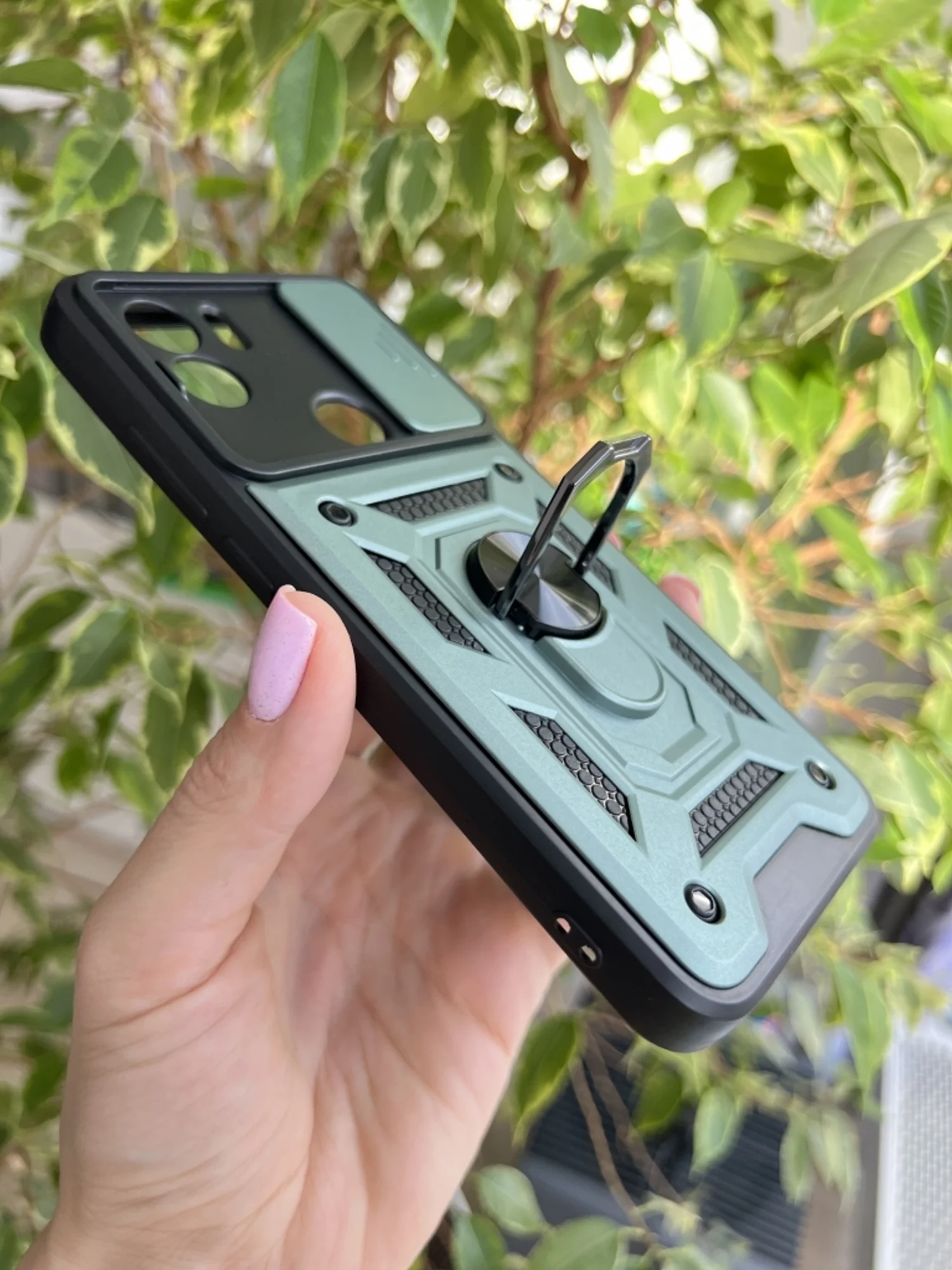 Зеленый чехол противоударный armors для Xiaomi Redmi A1+ и A2+ и Poco C51 с защитой камеры