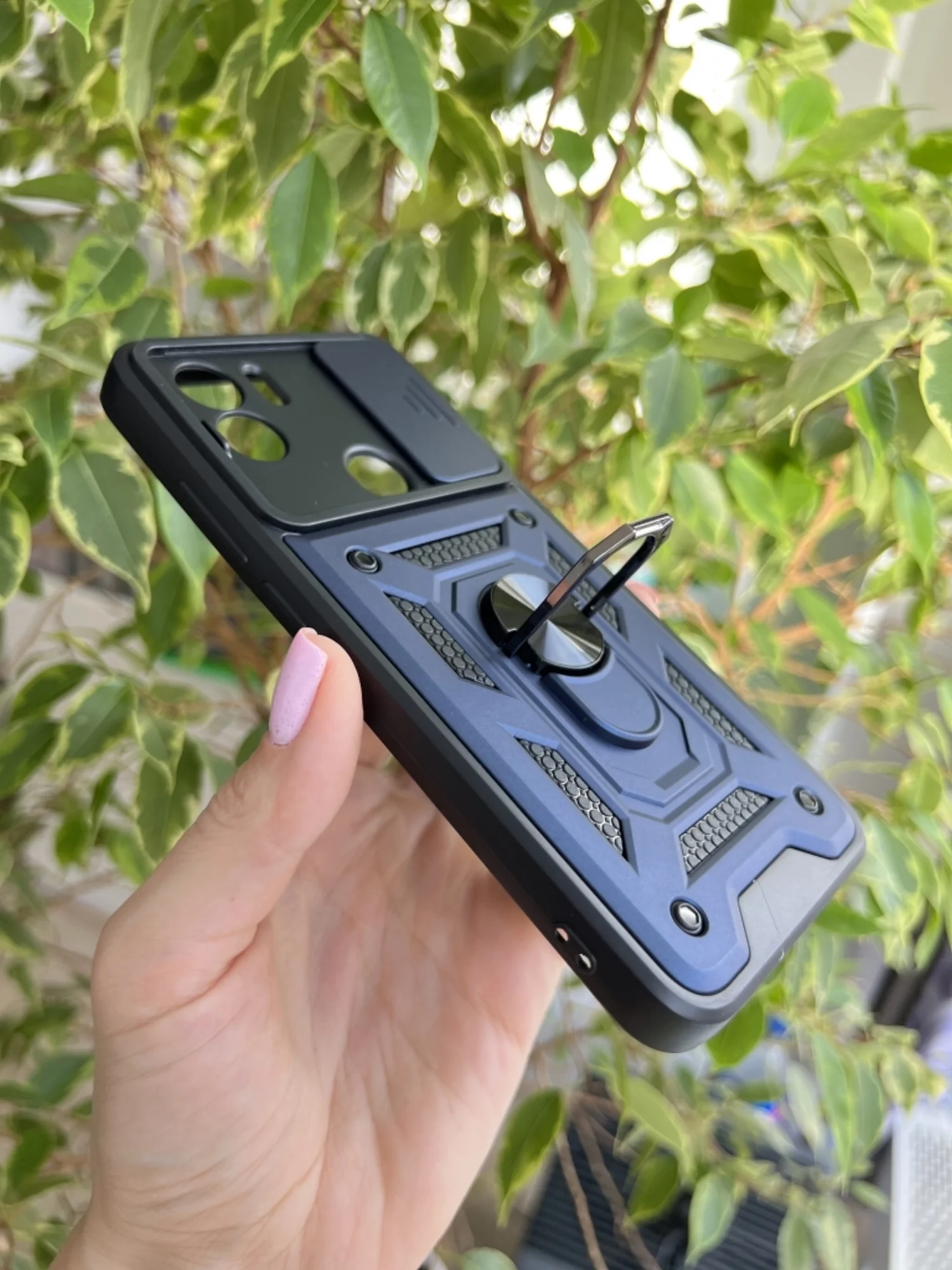 Темно-синий чехол противоударный armors для Xiaomi Redmi A1+ и A2+ и Poco C51 с защитой камеры