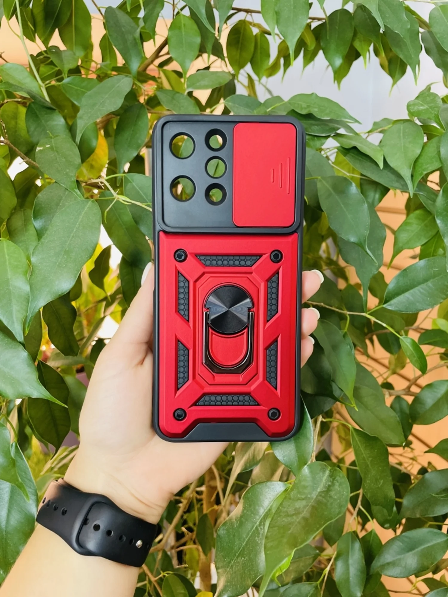 Красный чехол противоударный armors для Xiaomi Redmi 12 4G / Редми 12 4G с защитой камеры