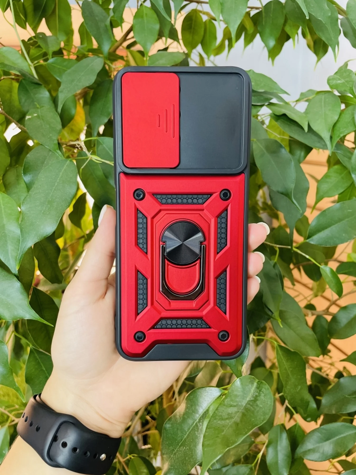 Красный чехол противоударный armors для Xiaomi Redmi 12 4G / Редми 12 4G с защитой камеры