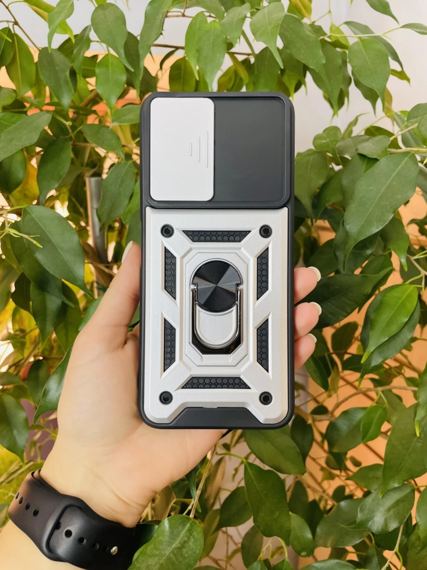 Серебряный чехол противоударный armors для Xiaomi Redmi 12 4G / Редми 12 4G с защитой камеры