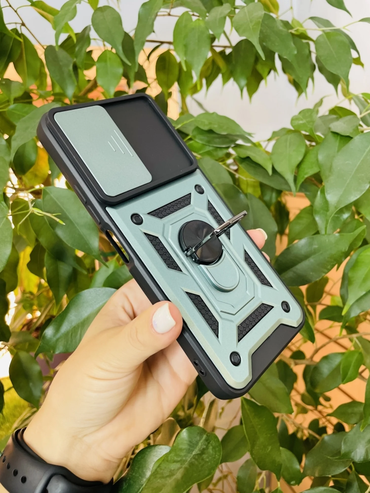 Зеленый чехол противоударный armors для Xiaomi Redmi 12 4G / Редми 12 4G с защитой камеры