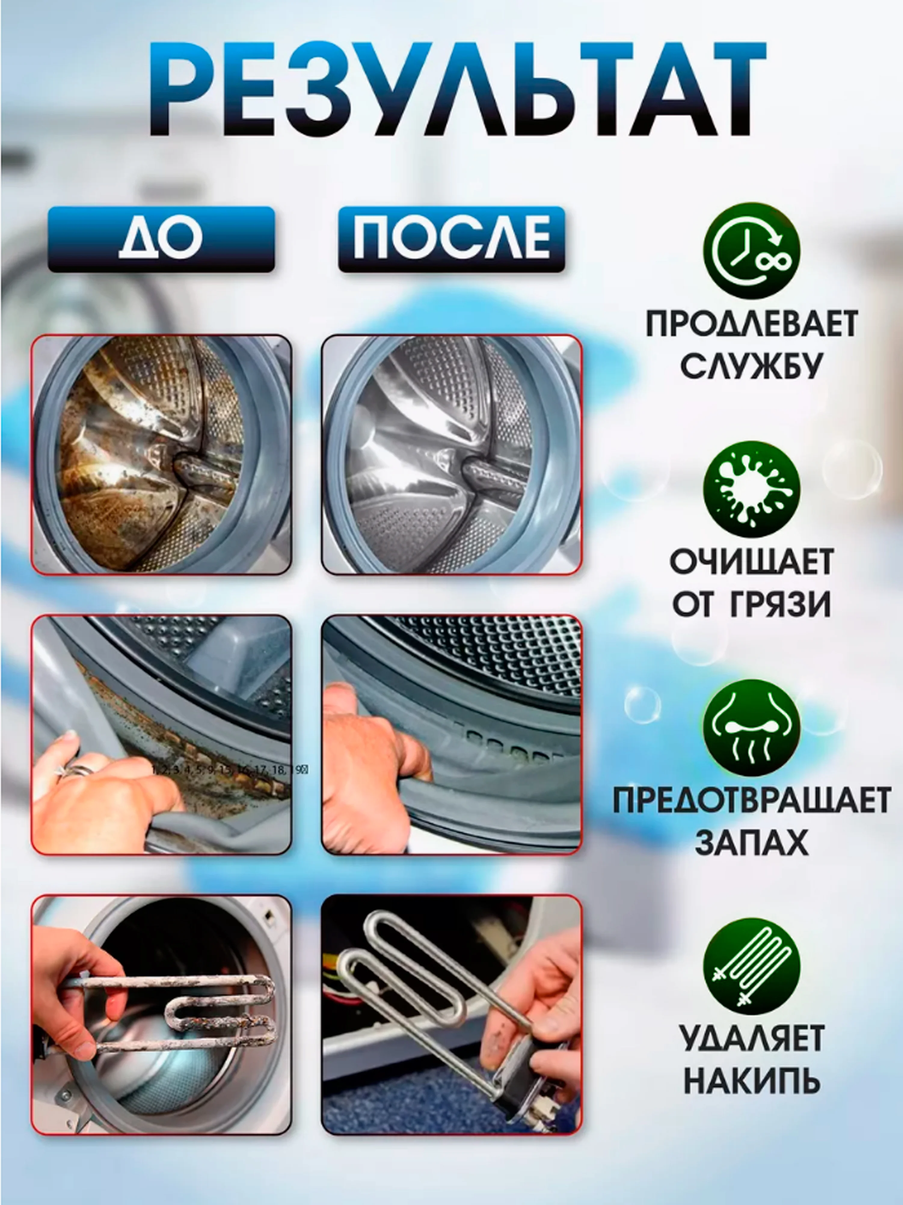 Шипучие таблетки для очистки стиральной машины, Средство от накипи и грязи, 6 и 12 шт