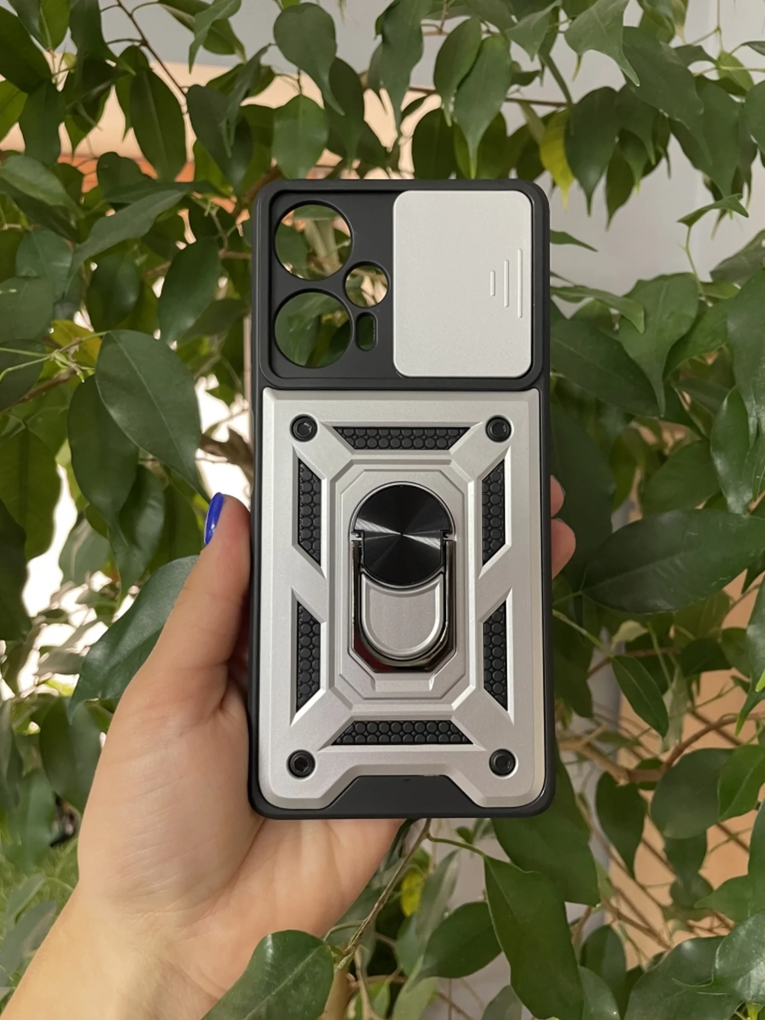 Серебряный чехол противоударный armors для Xiaomi Poco F5 / Поко Ф5 с защитой камеры