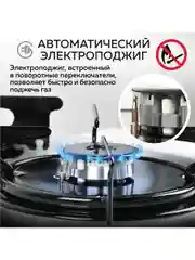 Варочная панель газовая встраиваемая GFGRIL GF-HBG102B,  30 см, FFD, автоподжиг, стекло
