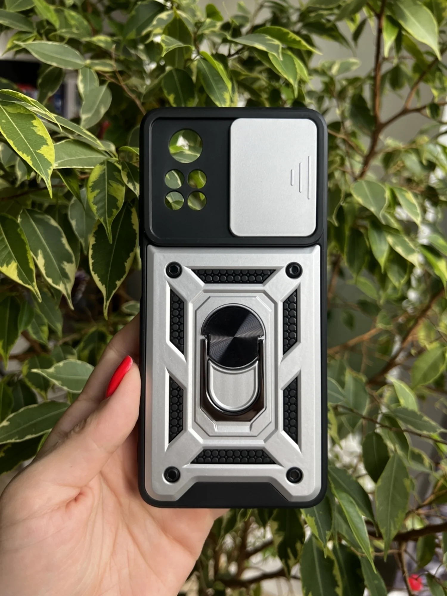 Серебряный чехол противоударный armors для Xiaomi Poco X4 Pro 5G / Поко Х4 Про 5G с защитой камеры