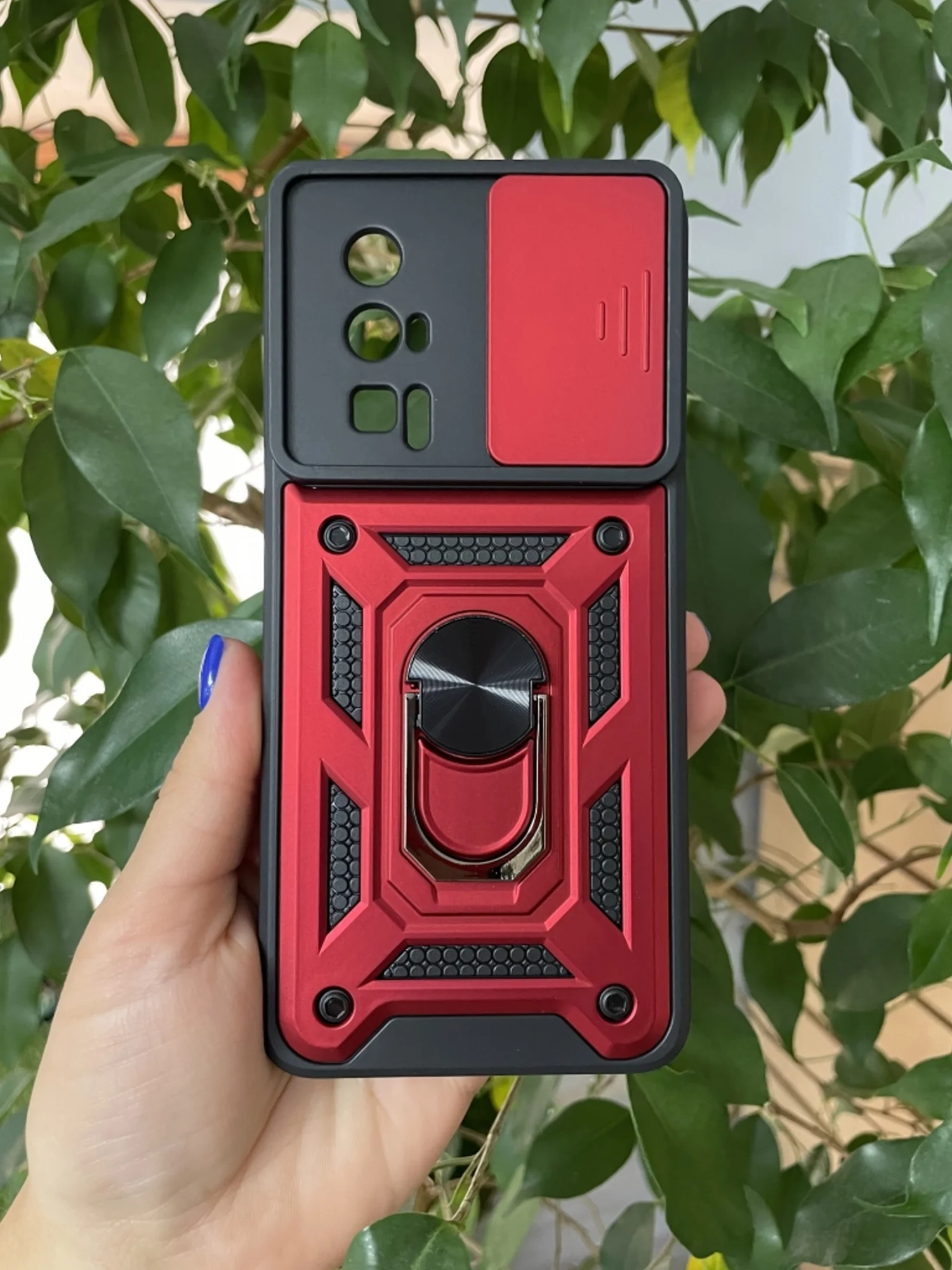Красный чехол противоударный armors для Xiaomi Poco F5 Pro / Поко Ф5 Про с защитой камеры