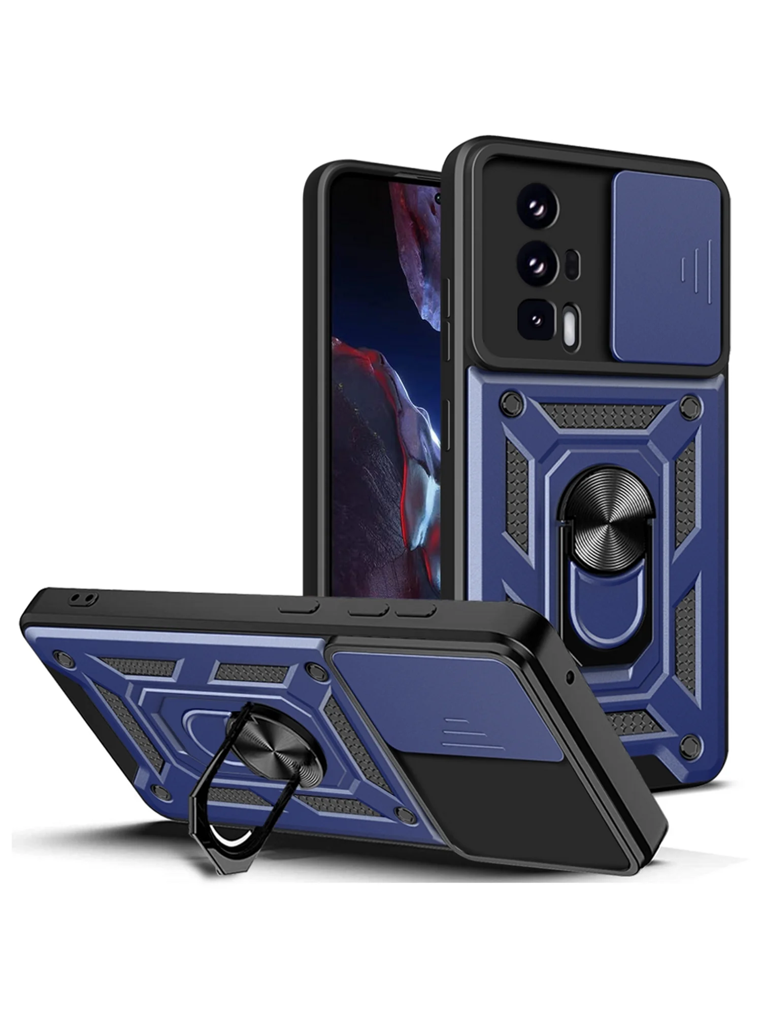 Темно-синий чехол противоударный armors для Xiaomi Poco F5 Pro / Поко Ф5 Про с защитой камеры