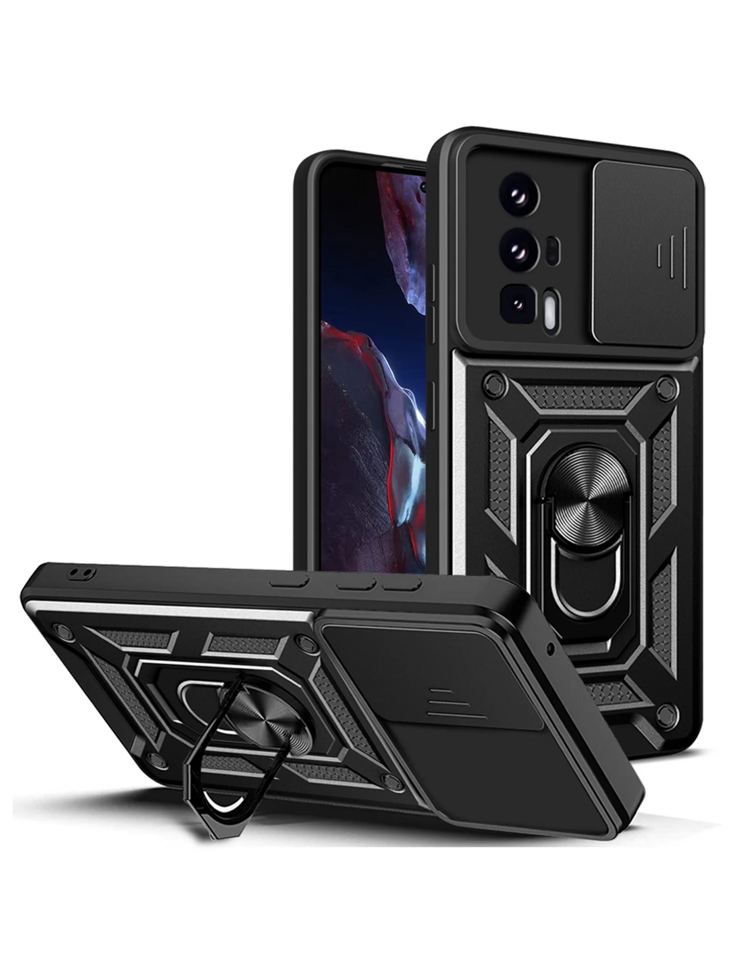 Черный чехол противоударный armors для Xiaomi Poco F5 Pro / Поко Ф5 Про с защитой камеры