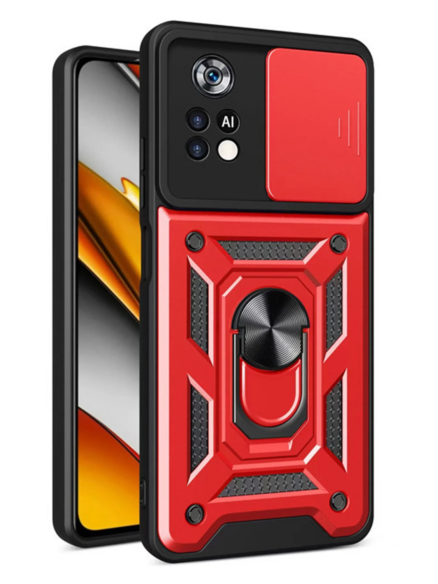 Красный чехол противоударный armors для Xiaomi Poco M4 Pro 4G / Поко М4 Про 4G с защитой камеры
