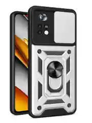 Серебряный чехол противоударный armors для Xiaomi Poco M4 Pro 4G / Поко М4 Про 4G с защитой камеры